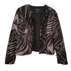 Large Selene Zebra‎ Print Sport Jacket Brown/Black Faux Alligator Ebossing
